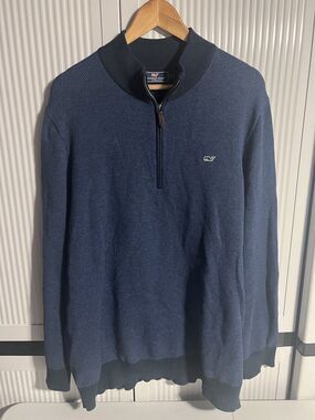 VINEYARD VINES Size XXL 1/4 Zip Sweater Wool/Cotton/Poly Mens Long Sleeve Golf